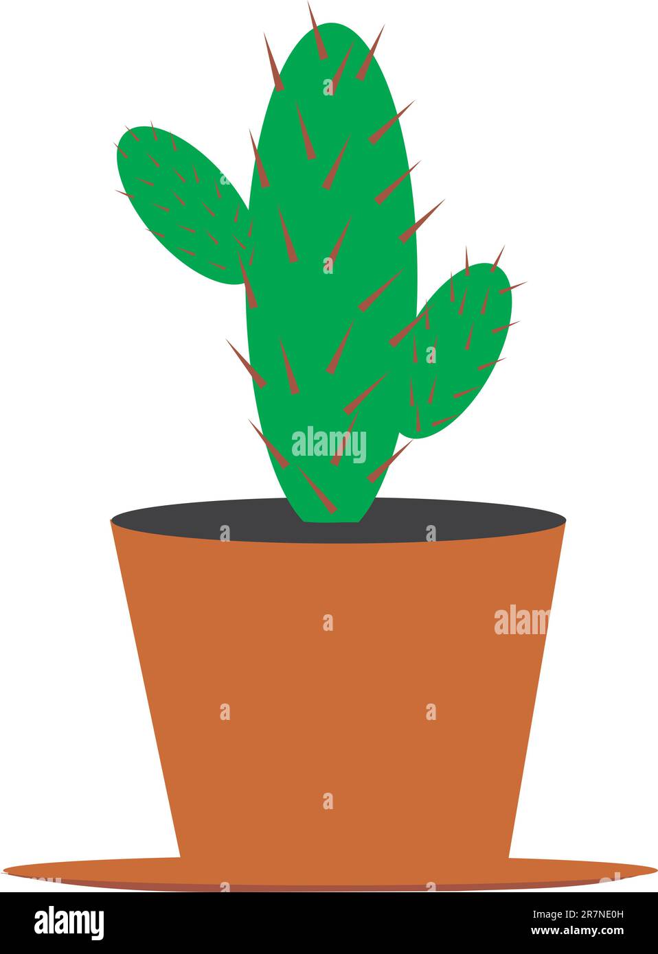 Cactus cretino. Un cactus in una pentola. Uno stabilimento domestico Illustrazione Vettoriale