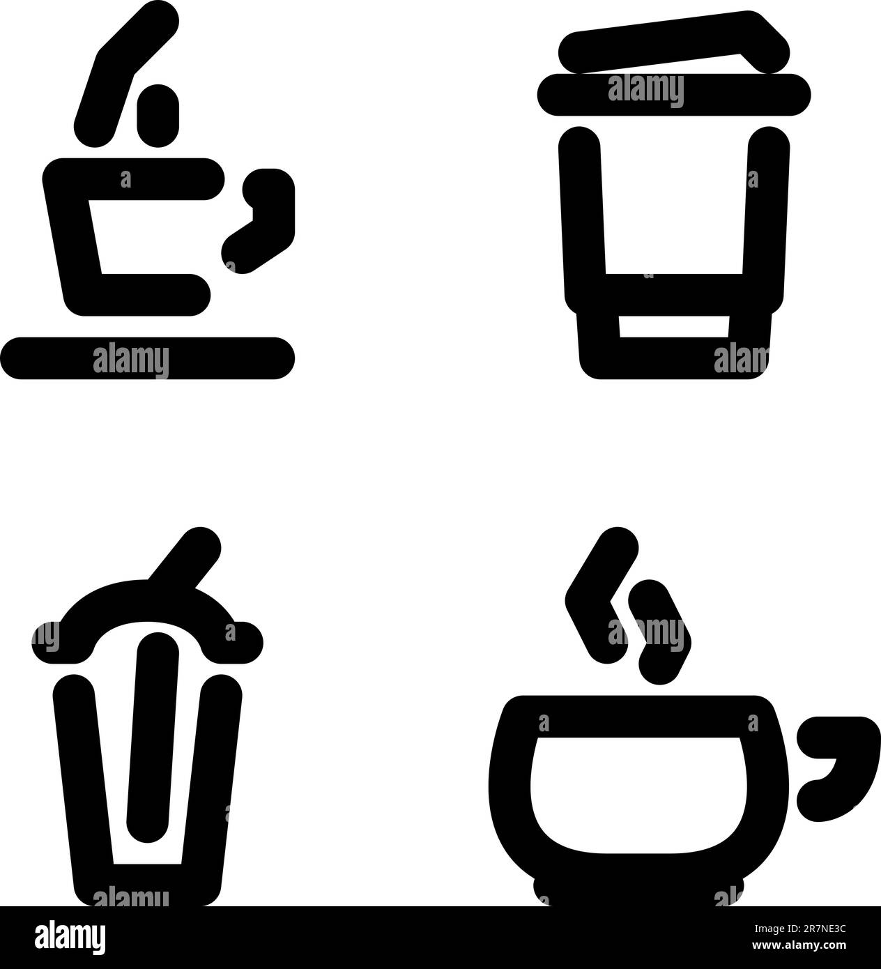Set di icone vettoriali per tazze di caffè Illustrazione Vettoriale