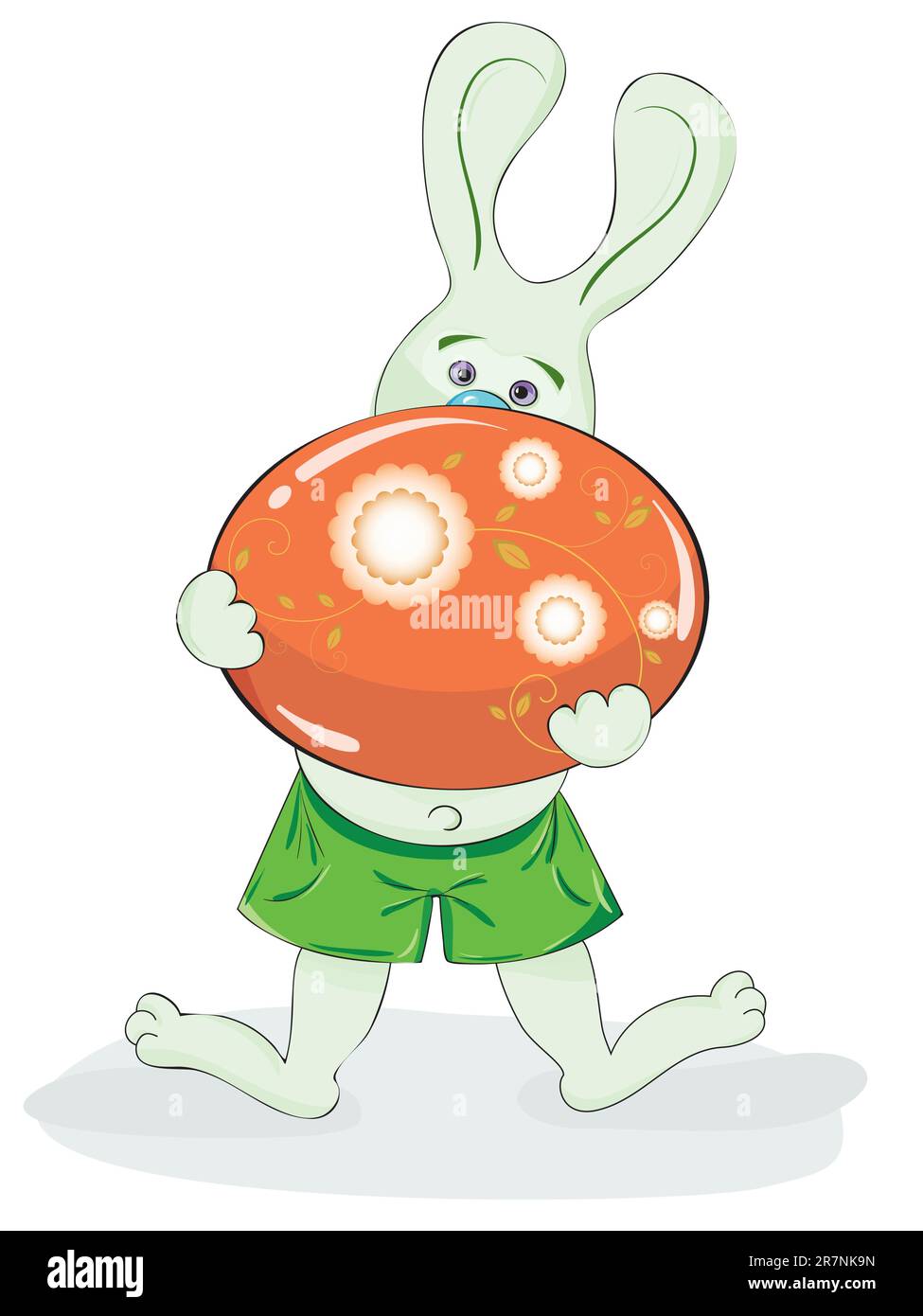Coniglietto di pasqua con uova colorate. Illustrazione Vettoriale. Illustrazione Vettoriale