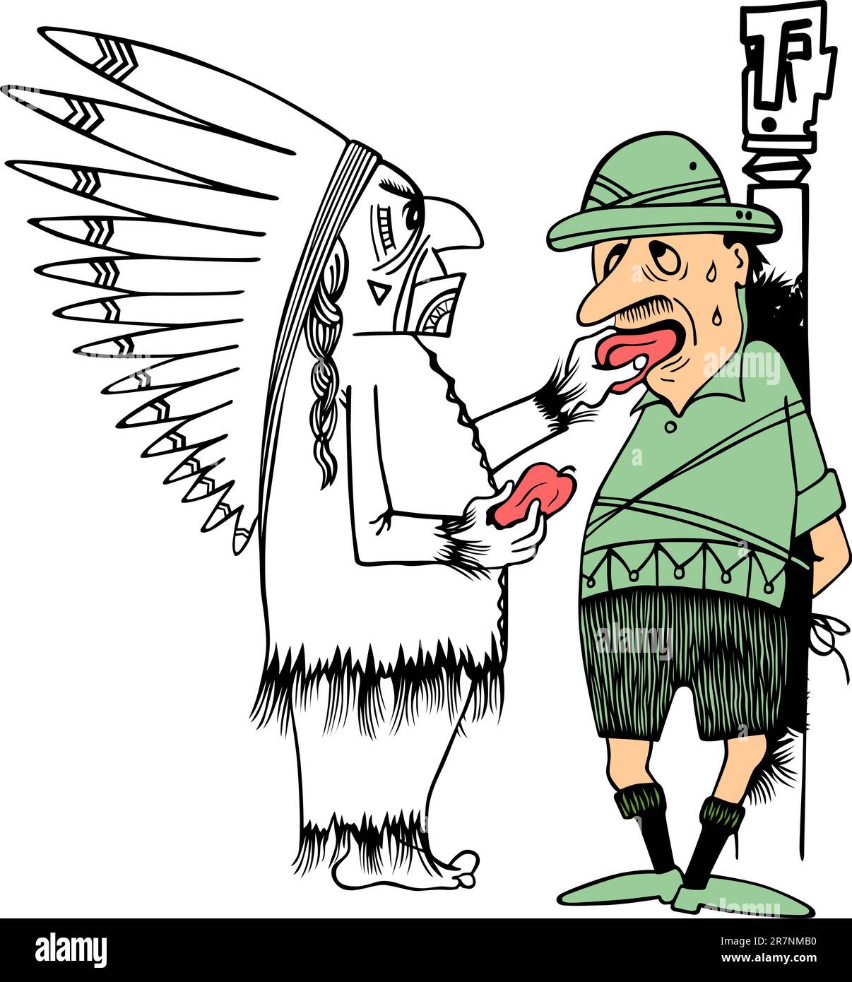 Turista nel cantone indiano su bianco Illustrazione Vettoriale