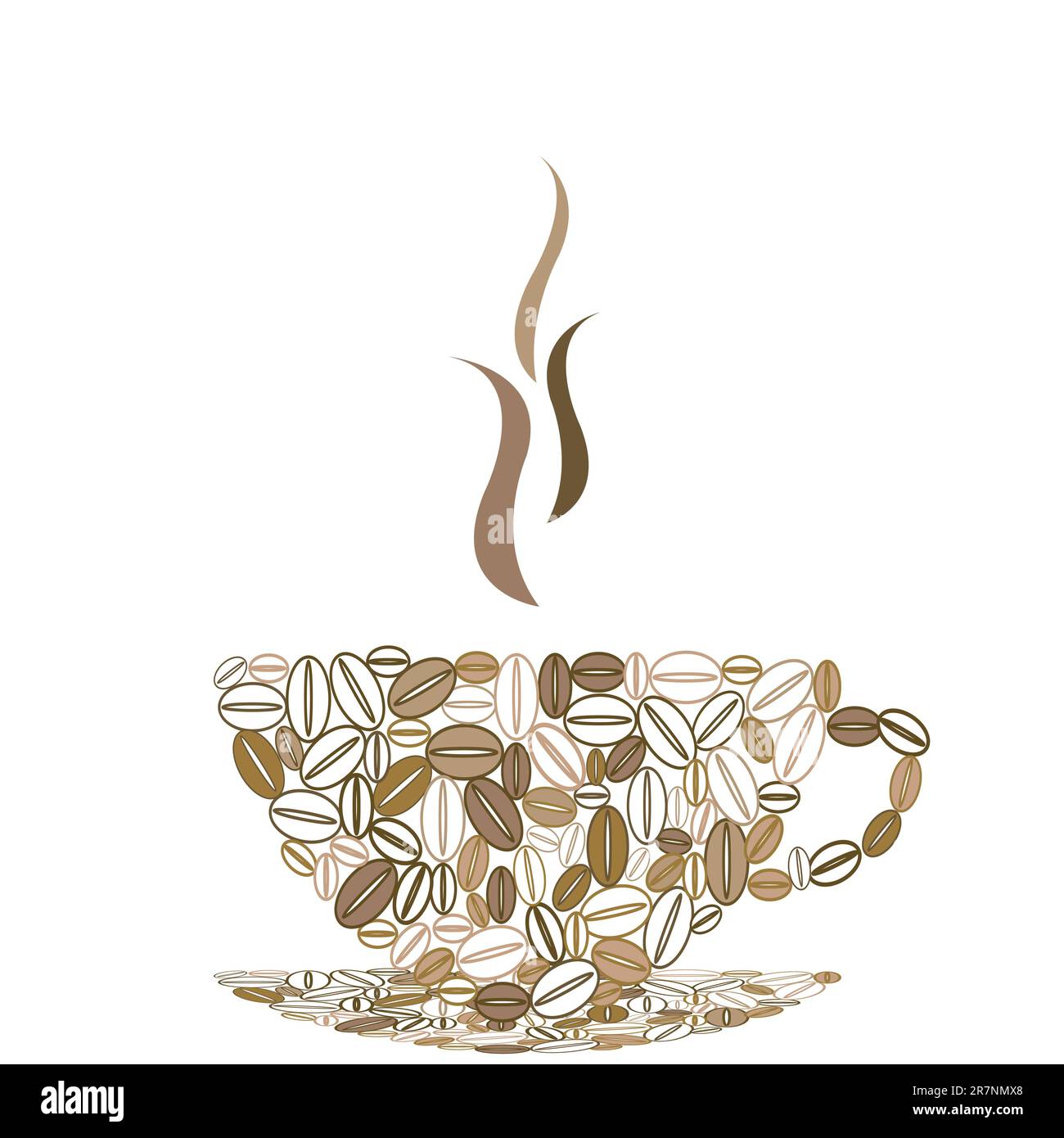 Tazza di caffè a base di chicchi di caffè Illustrazione Vettoriale