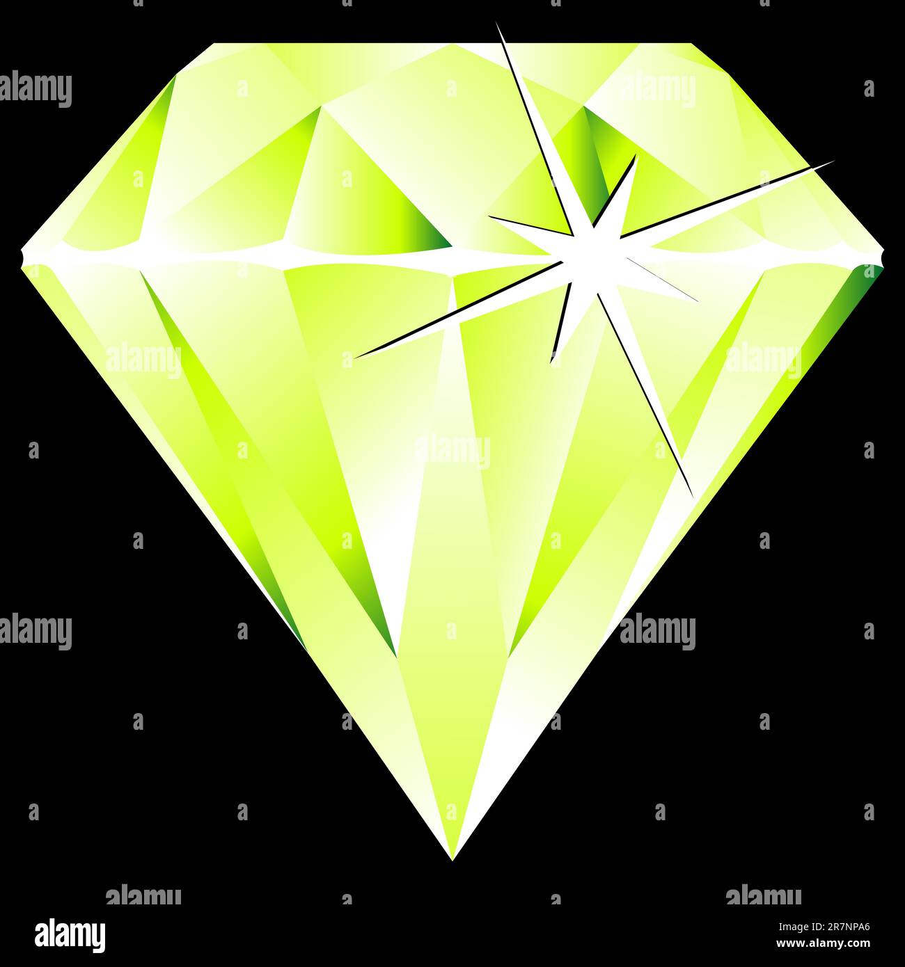 diamante verde su sfondo nero, illustrazione grafica vettoriale astratta Illustrazione Vettoriale
