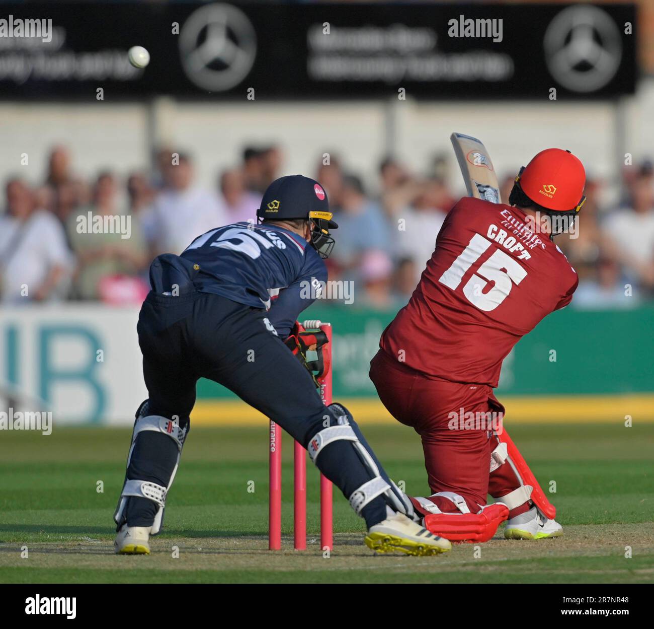 Northampton 16-Giugno 2023 :Steven Croft durante la partita Blast Vitality T20 tra Northamptonshire Steelbacks vs Lancashire Lightning al County Ground Northampton Inghilterra . Foto Stock