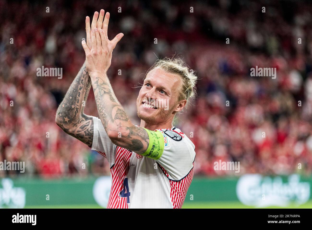 Copenaghen, Danimarca. 16th giugno, 2023. Simon Kjaer di Danimarca visto dopo la partita di qualificazione UEFA euro 2024 tra Danimarca e Irlanda del Nord a Parken a Copenaghen. (Photo Credit: Gonzales Photo/Alamy Live News Foto Stock