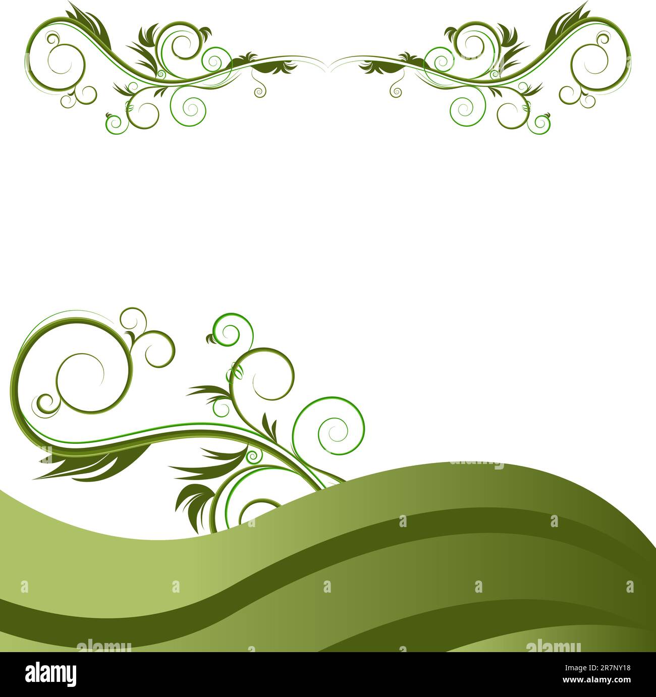 Una immagine di una onda verde vine fiorire sfondo. Illustrazione Vettoriale