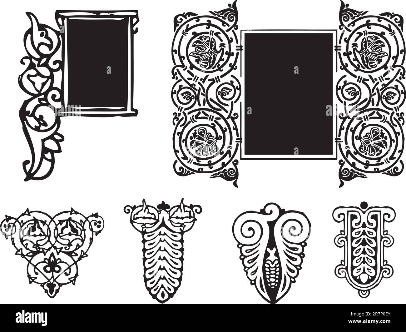 Ornamento in stile gotico con possibilità di posizionamento dei cappucci. EPS in formato vettoriale Illustrazione Vettoriale