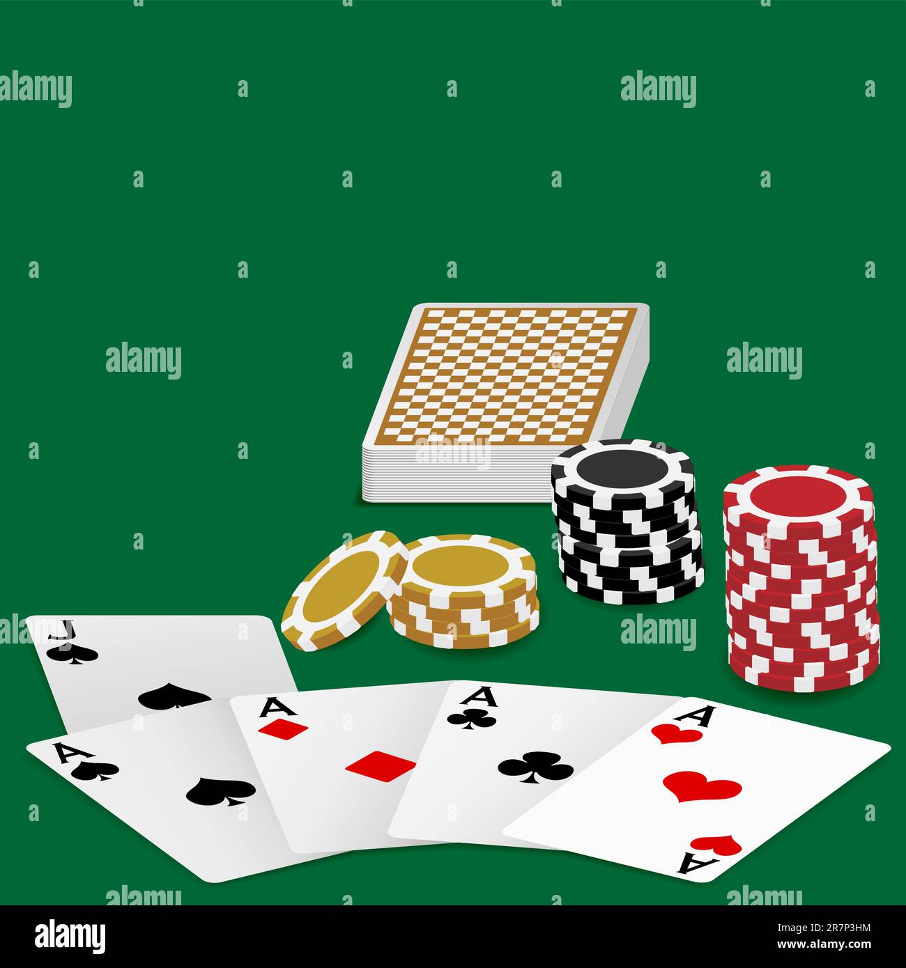 Tavolo da poker realistico su sfondo bianco
