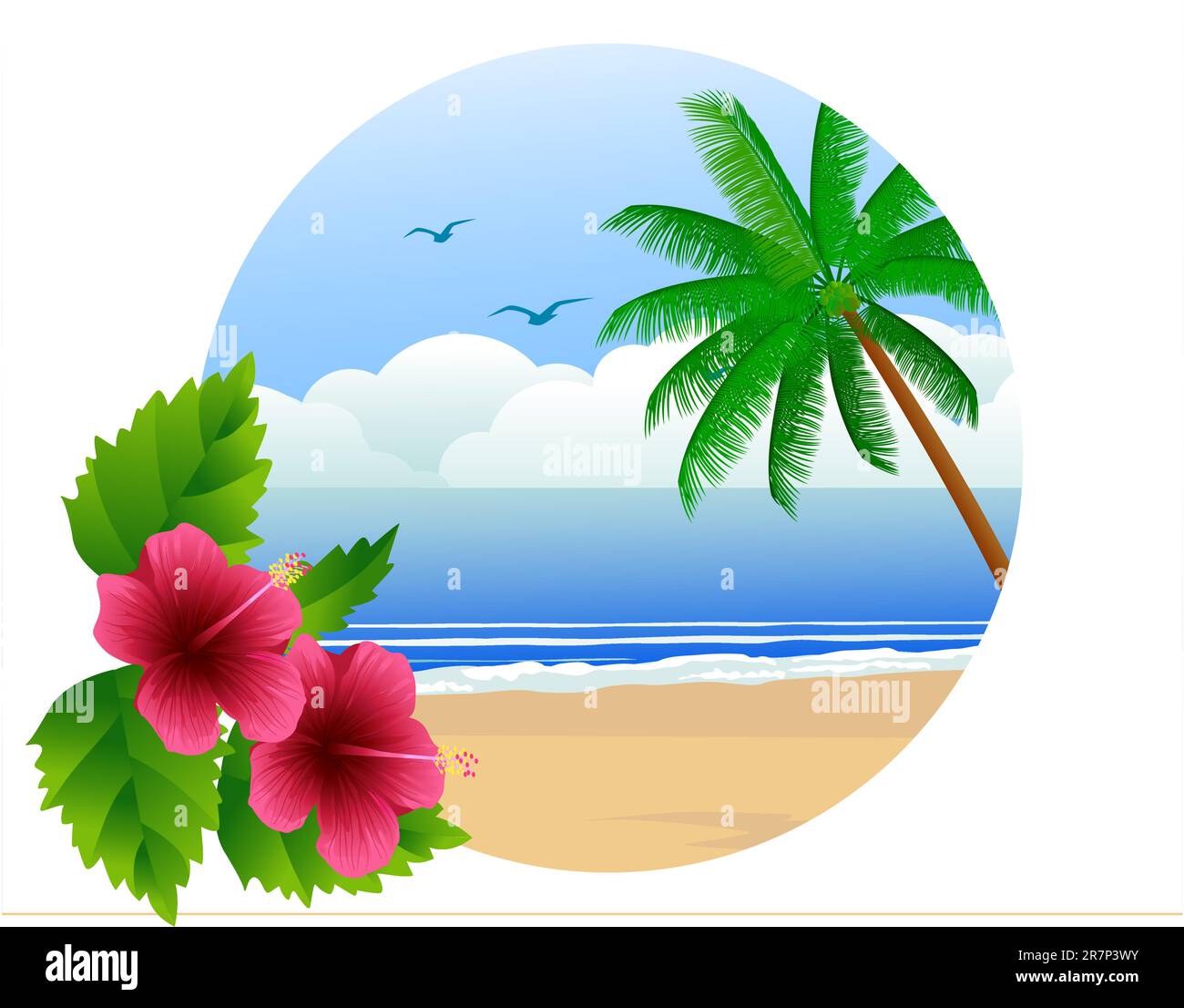 Illustrazione vettoriale dello sfondo della spiaggia tropicale Illustrazione Vettoriale