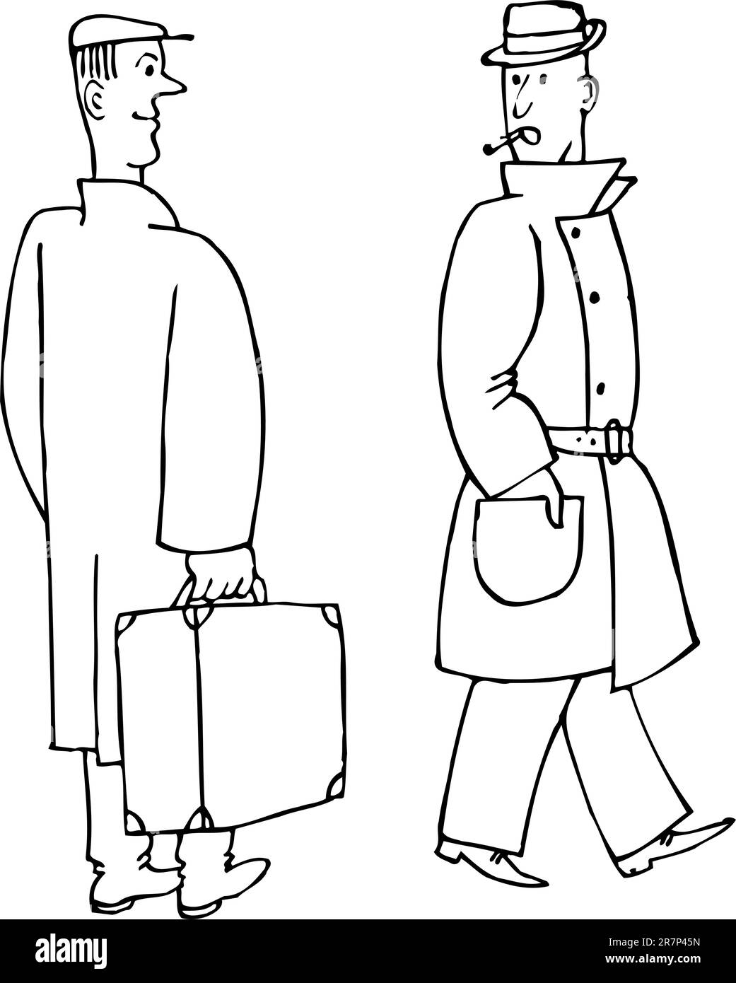 Due camminatori di strada su bianco Illustrazione Vettoriale