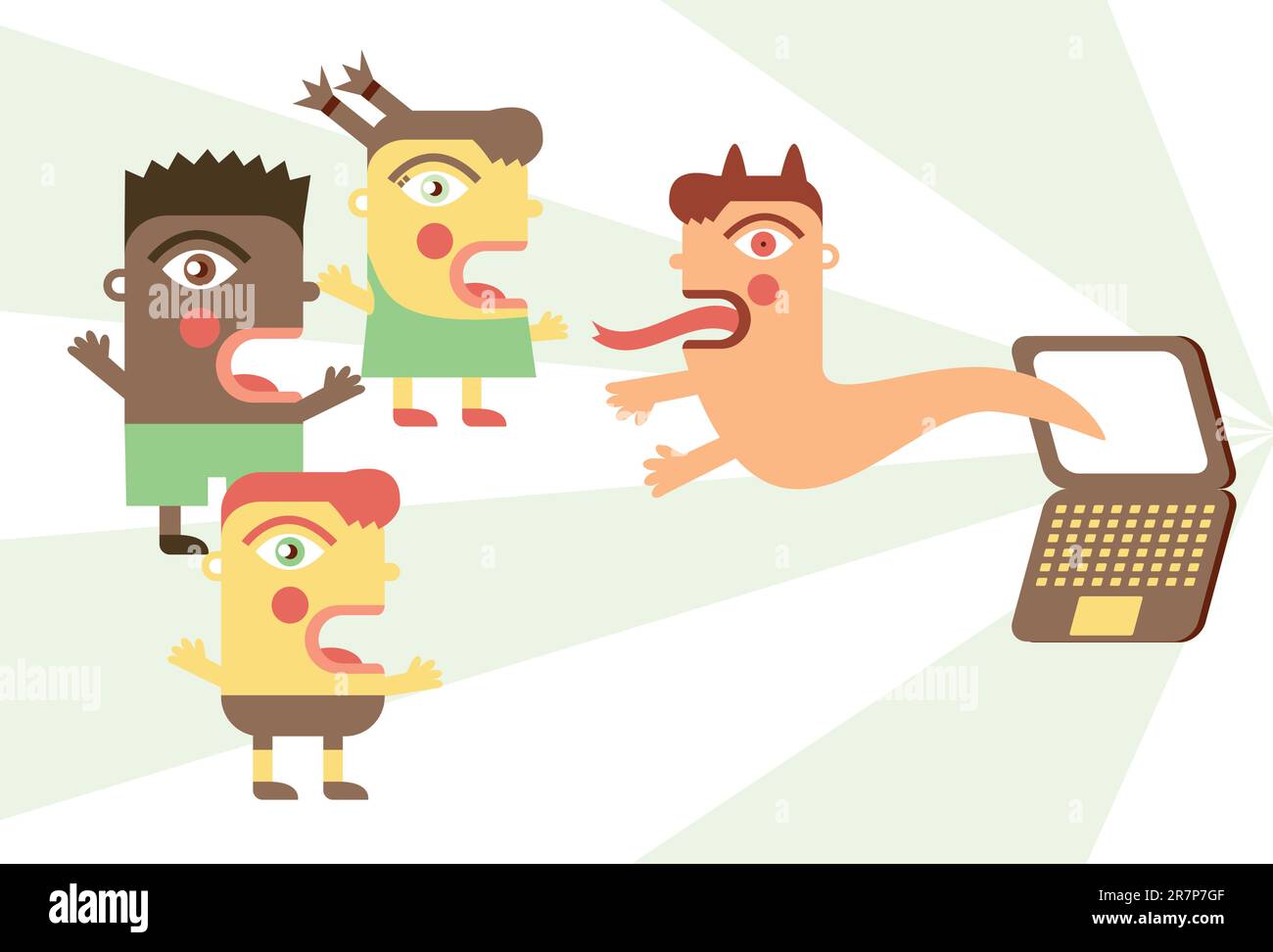 I pericoli che Internet pone ai bambini. Illustrazione Vettoriale