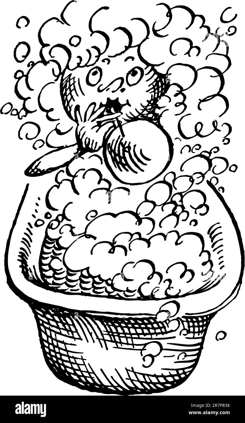 Donna che soffia bolle nel bagno Illustrazione Vettoriale