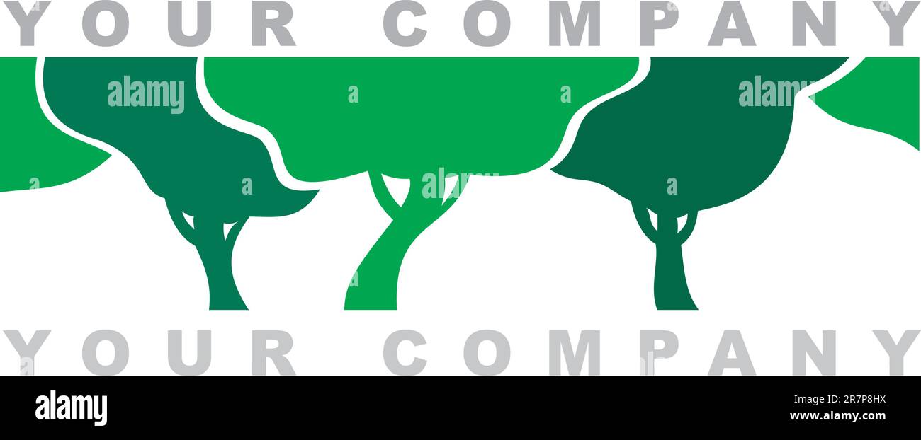 logo realizzato da alcuni alberi in linea Illustrazione Vettoriale
