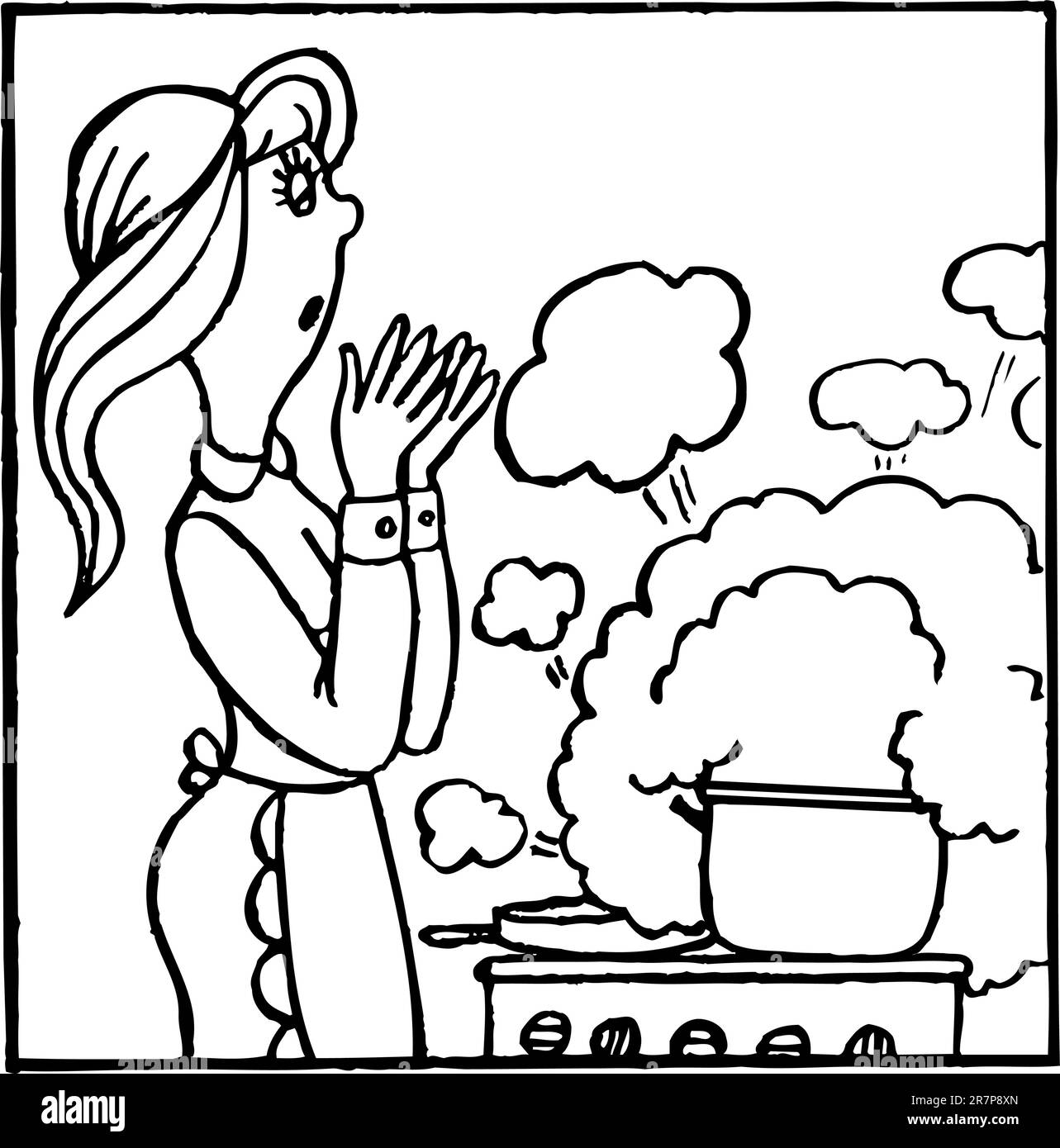 Donna in cucina Illustrazione Vettoriale