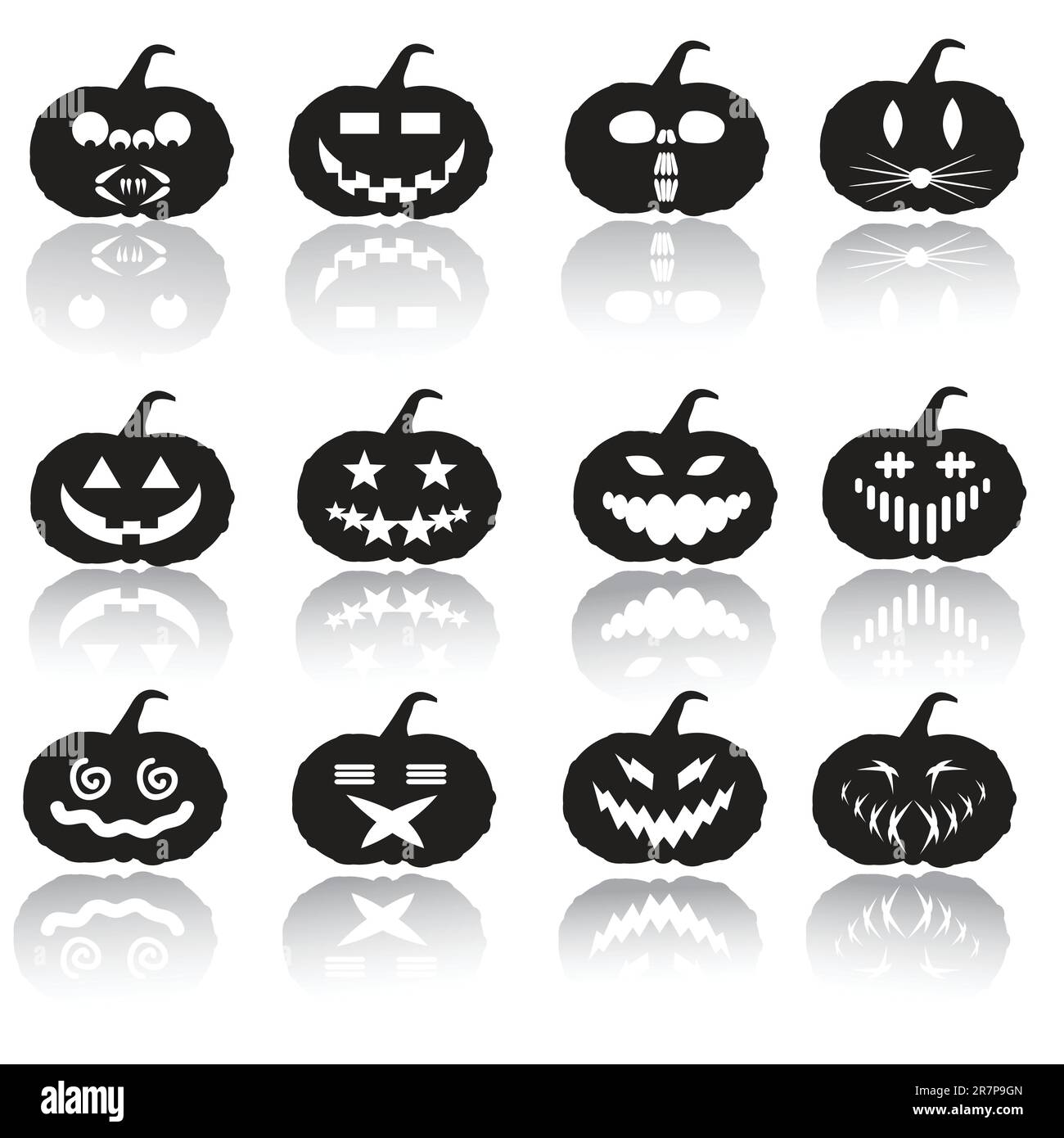 Collezione Vector Halloween con silhouette di zucca Illustrazione Vettoriale
