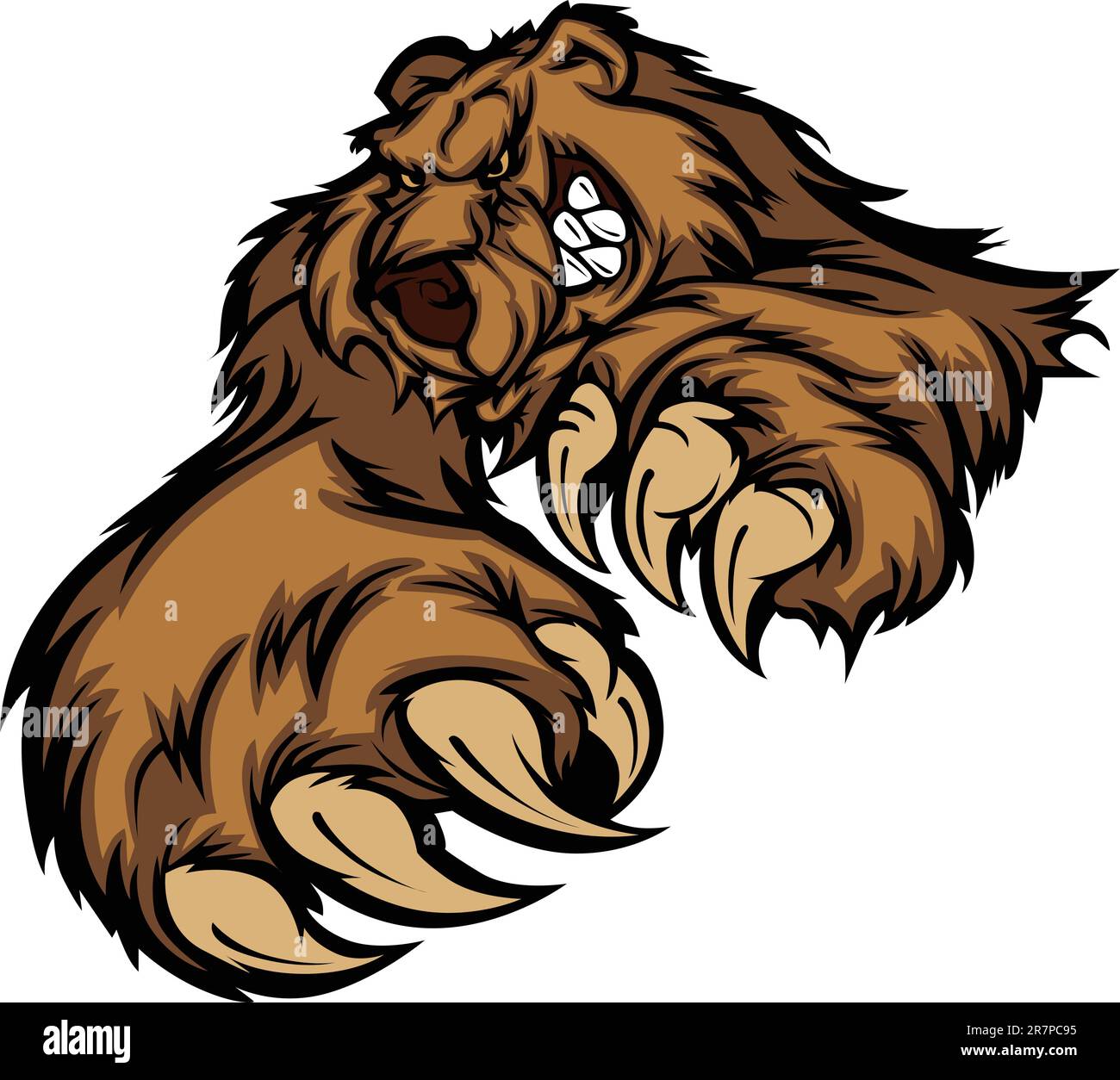 Bear Mascot snarling Reaching with Claws and Paws Vector Image Illustrazione Vettoriale