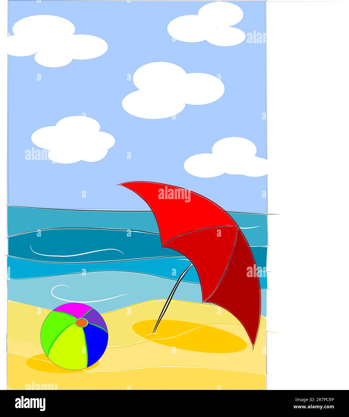 Illustrazione colorata della bellezza della spiaggia - vettore Illustrazione Vettoriale