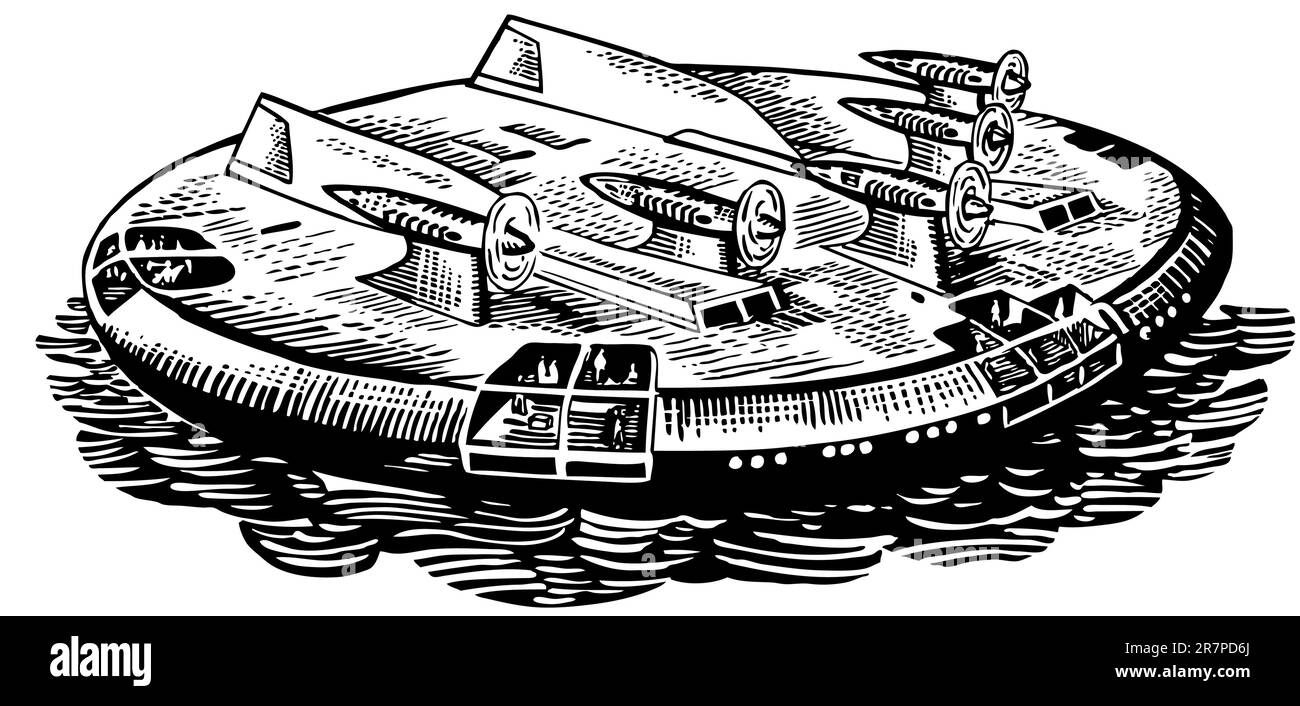 Hovercraft in mare Illustrazione Vettoriale