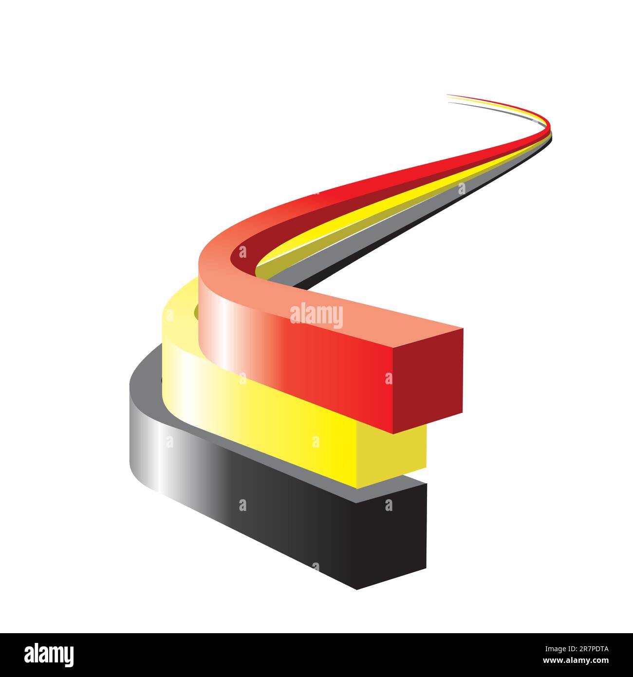 Linee astratte rosse, gialle e nere su sfondo bianco.vettore Illustrazione Vettoriale