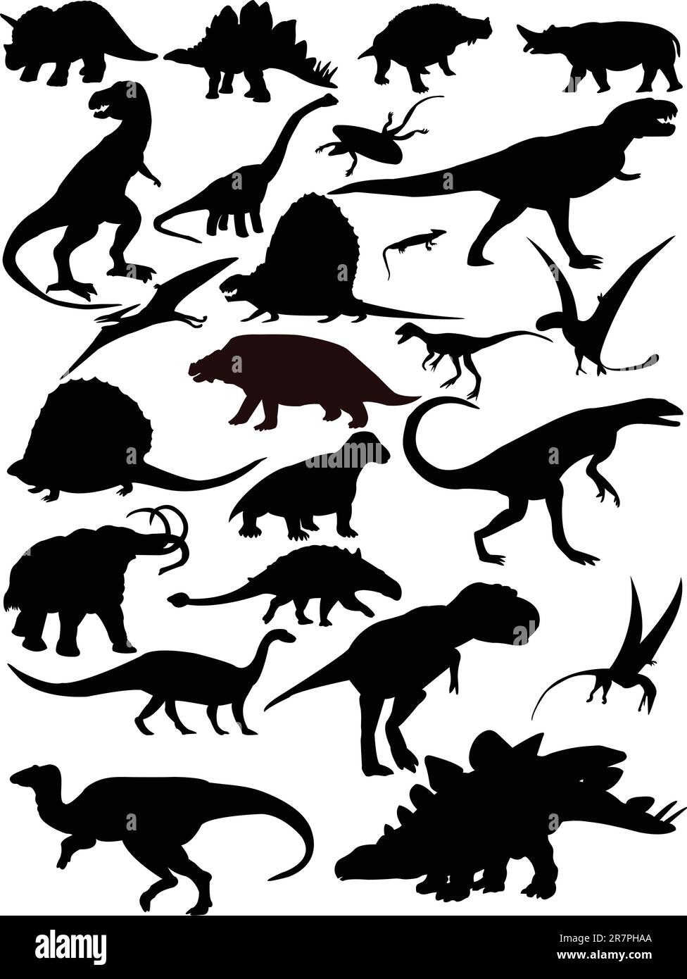 Silhouette dei dinosauri - vettore Illustrazione Vettoriale