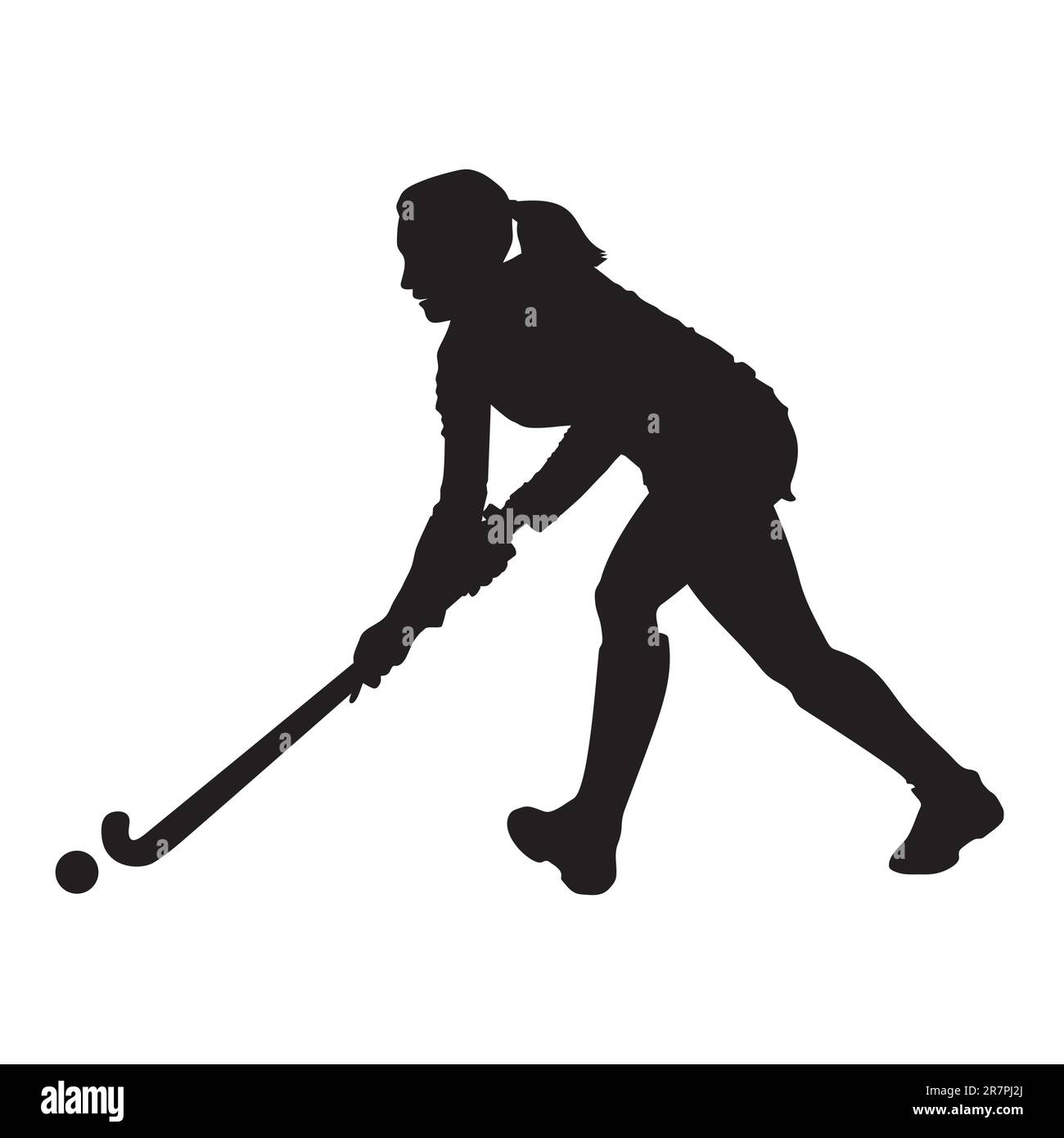 Illustrazione vettoriale dello sfondo bianco del lettore di hockey su campo isolato Illustrazione Vettoriale