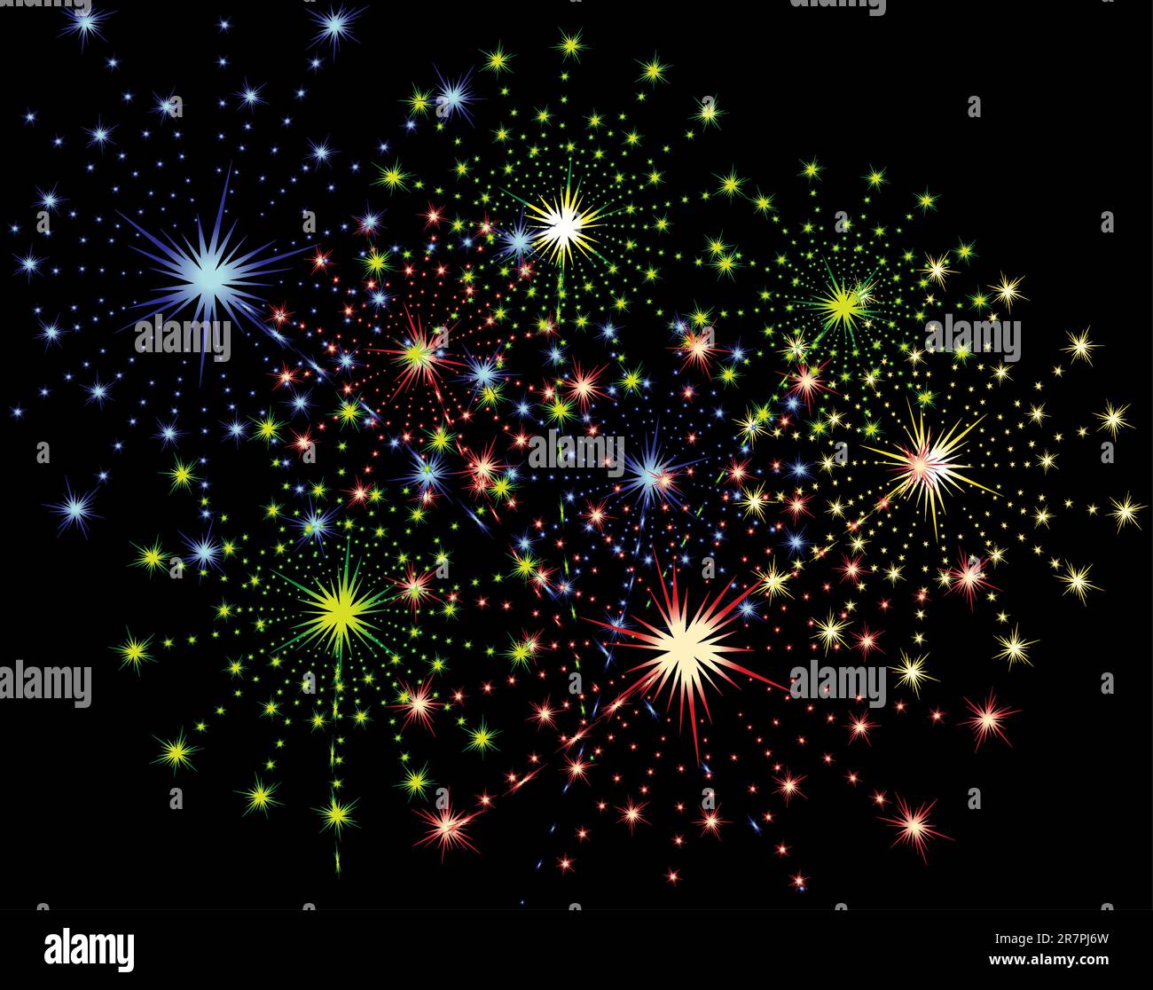 Fuochi d' artificio striature nel cielo notturno Illustrazione Vettoriale