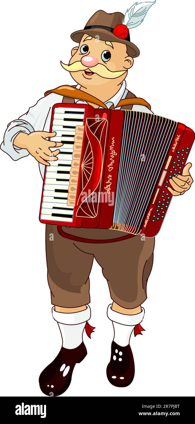 Oktoberfest Germania musicista che suona la fisarmonica Illustrazione Vettoriale