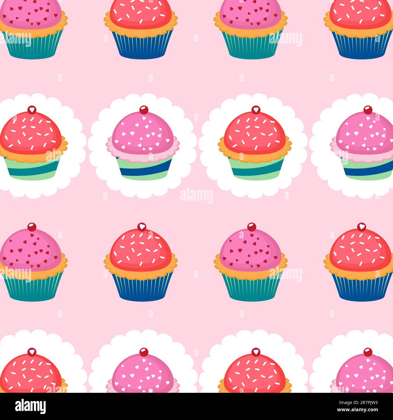 Uno sfondo fatto di cupcake colorati Illustrazione Vettoriale