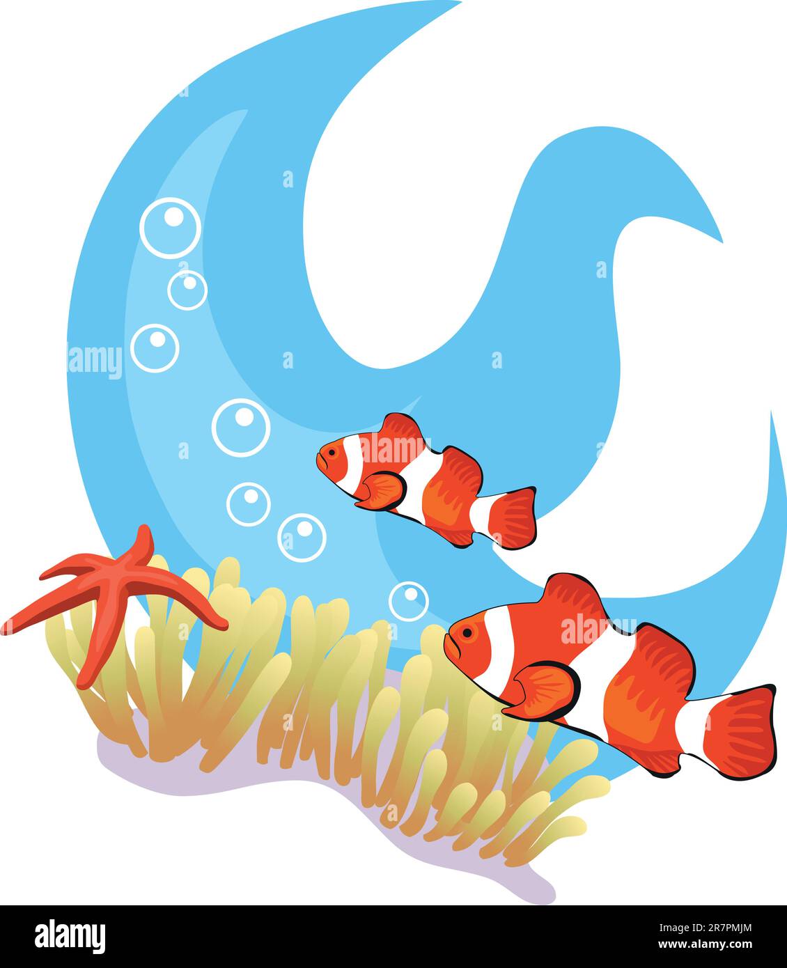 Tropical underwater illustrazione isolati su sfondo bianco Illustrazione Vettoriale