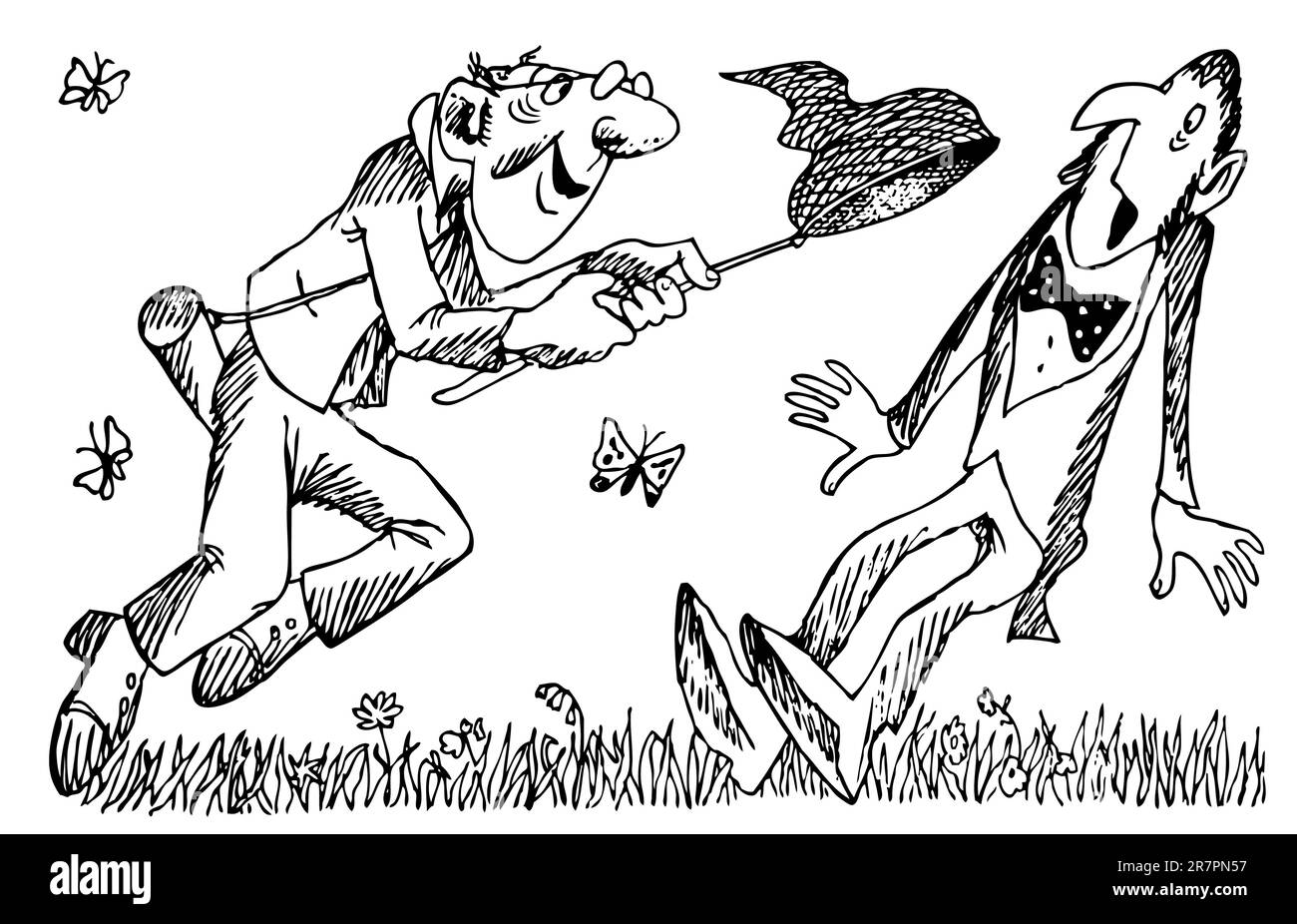 Entomologo con rete Illustrazione Vettoriale