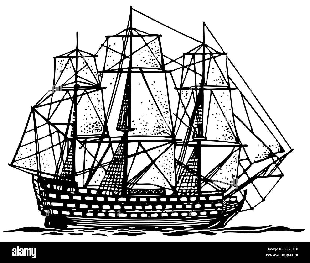 Barca a vela in mare Illustrazione Vettoriale