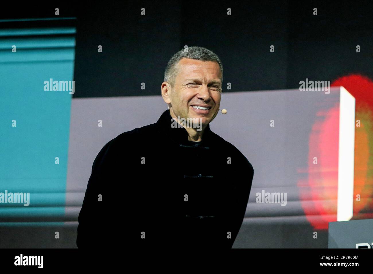 San Pietroburgo, Russia. 16th giugno, 2023. Vladimir Solovyev, noto come giornalista Vladimir Soloviev, Anchor al Salone televisivo 'Domenica sera con Vladimir Solovyov' partecipa a una sessione di Business-Contact con Vladimir Soloviev nel quadro della St Petersburg International Economic Forum 2023 (SPIEF 2023). (Foto di Konstantinov/SOPA Image/Sipa USA) Credit: Sipa USA/Alamy Live News Foto Stock