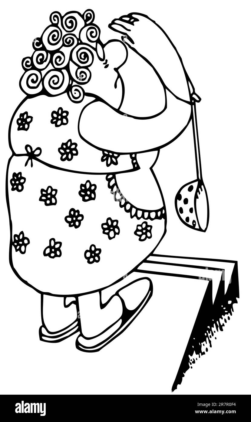 Moglie che aspetta suo marito Illustrazione Vettoriale