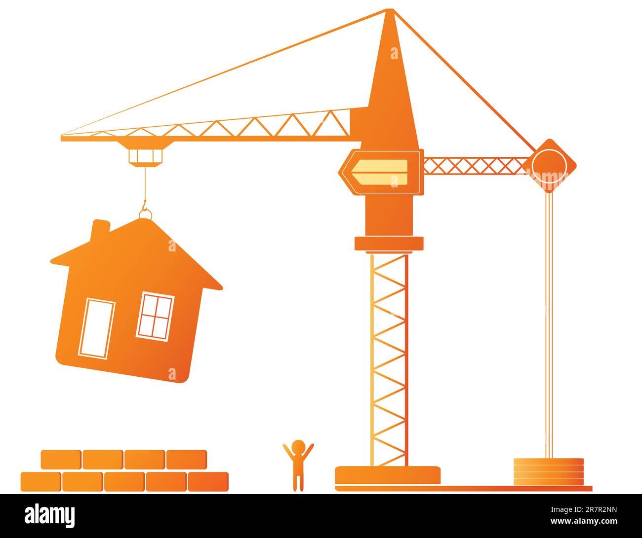 Attrezzature edili - gru e casa nuova Illustrazione Vettoriale