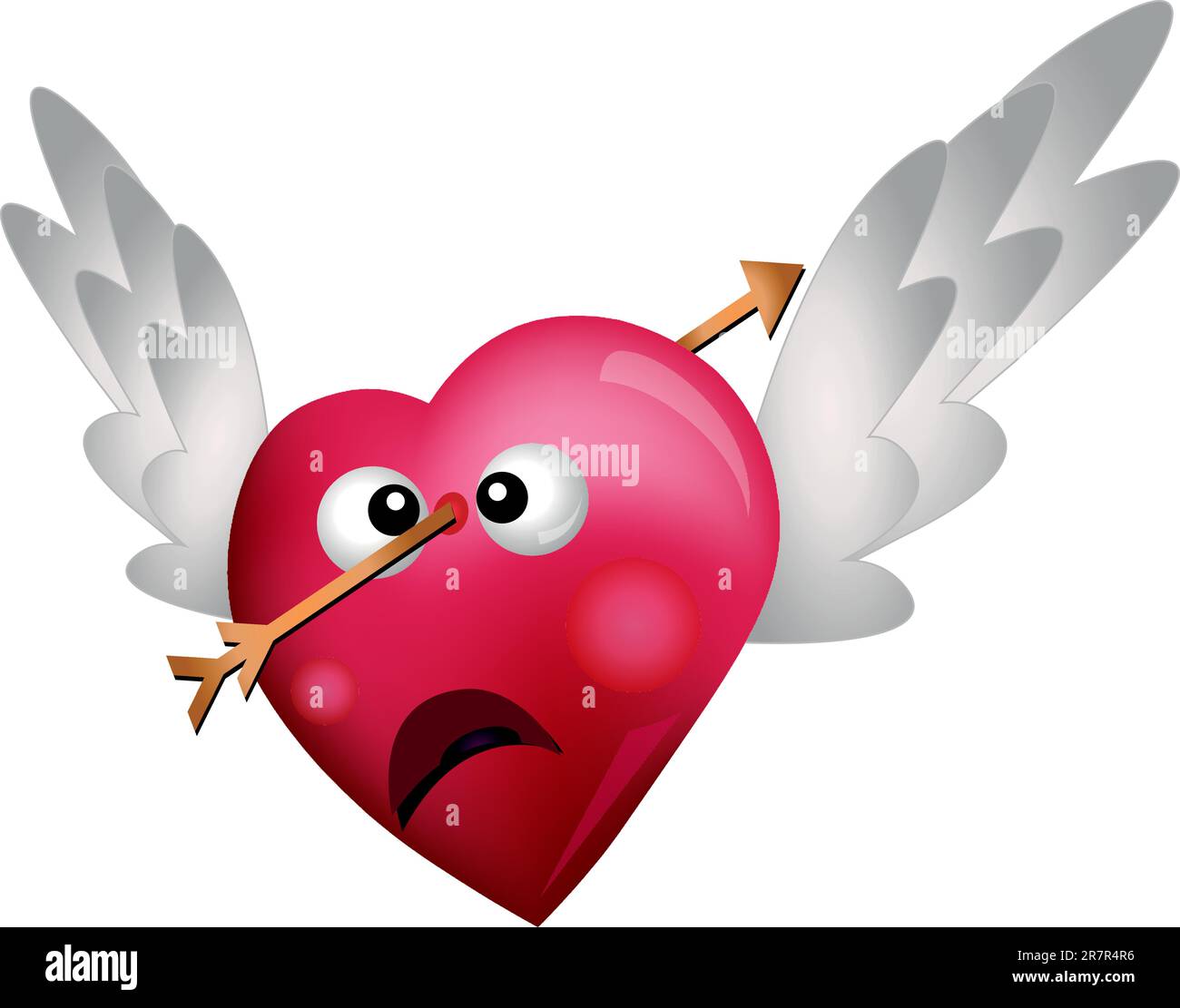 Flying Heart Shot con una freccia isolata su sfondo bianco Illustrazione Vettoriale Flying Heart Shot con una freccia isolata su sfondo bianco Illustrazione Vettoriale