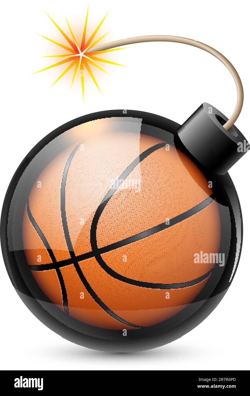 Abstract basket conformata come una bomba. Immagine su sfondo bianco per la progettazione Illustrazione Vettoriale