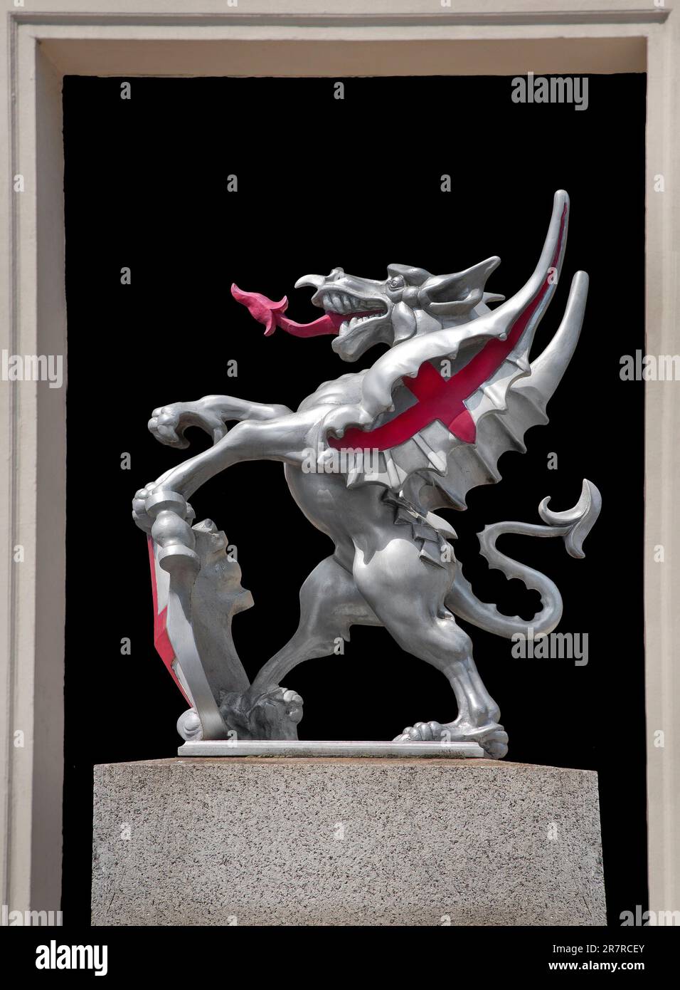 La città di London Dragon statue delimita i confini che segnano i confini della città 'interna' di Londra, il settore bancario. Foto Stock