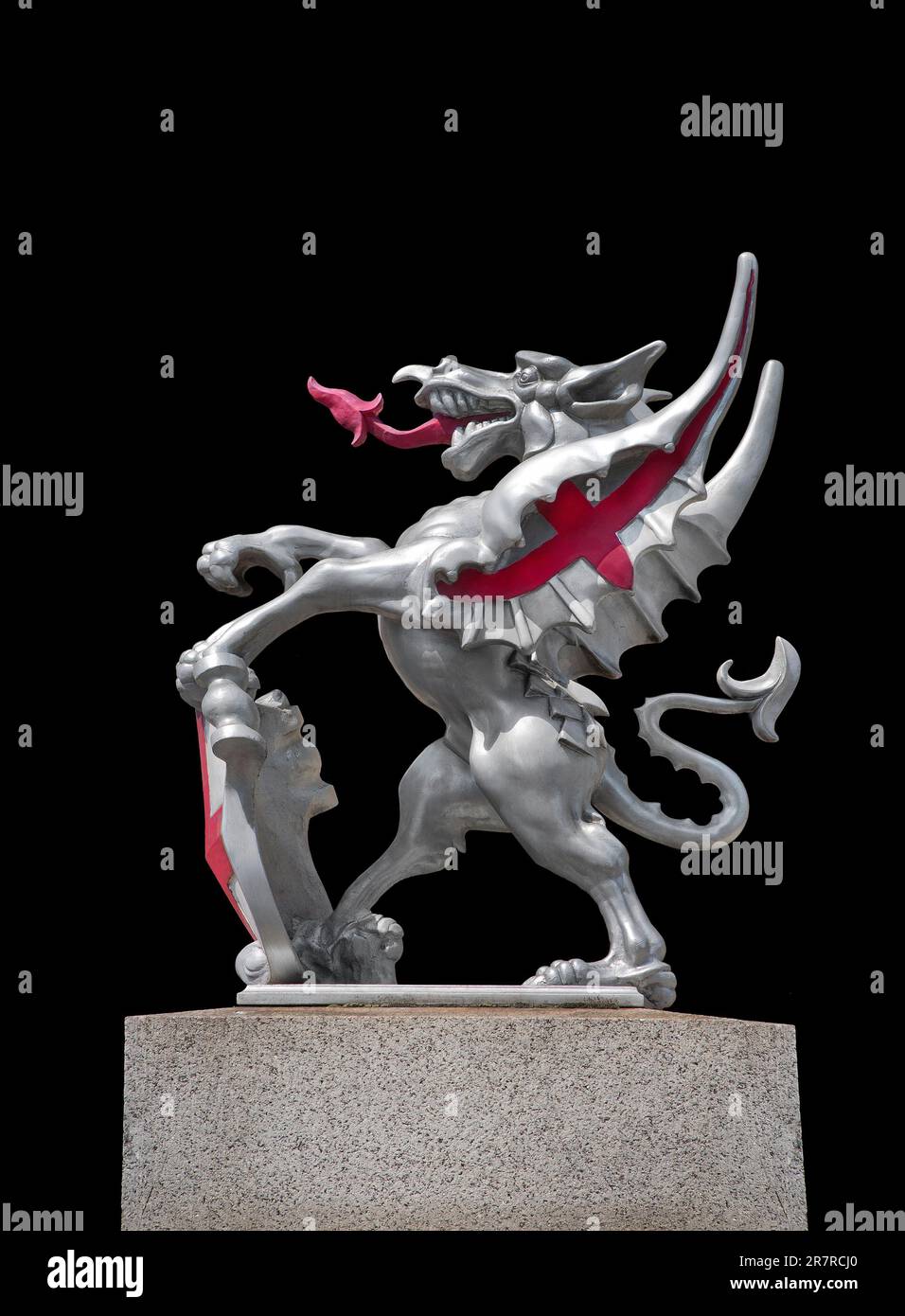 La città di London Dragon statue delimita i confini che segnano i confini della città 'interna' di Londra, il settore bancario. Foto Stock