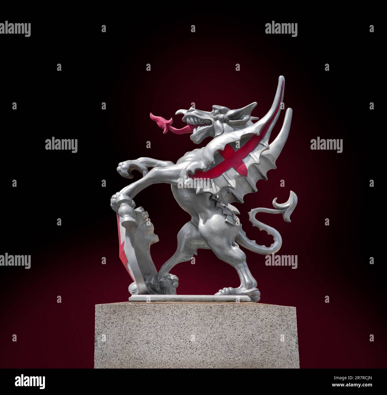 La città di London Dragon statue delimita i confini che segnano i confini della città 'interna' di Londra, il settore bancario. Foto Stock