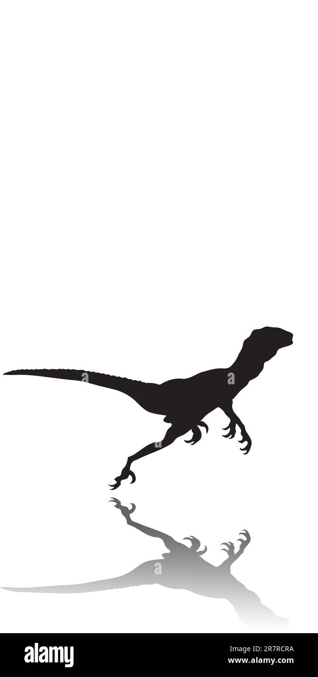 silhouette di un dinosauro in corsa Illustrazione Vettoriale