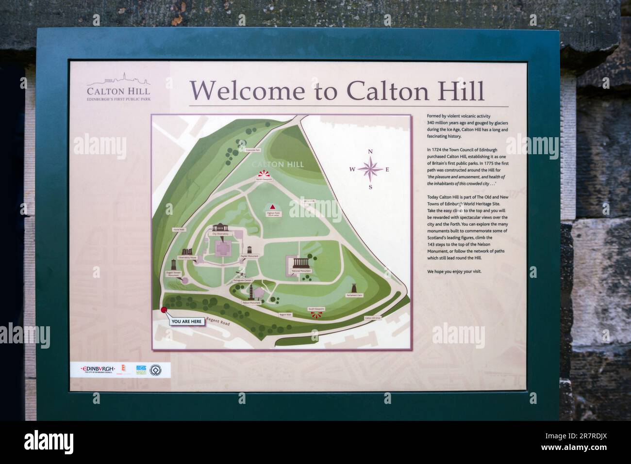 Mappa stradale, calton Hill,Edimburgo,Scozia,Regno Unito Foto Stock