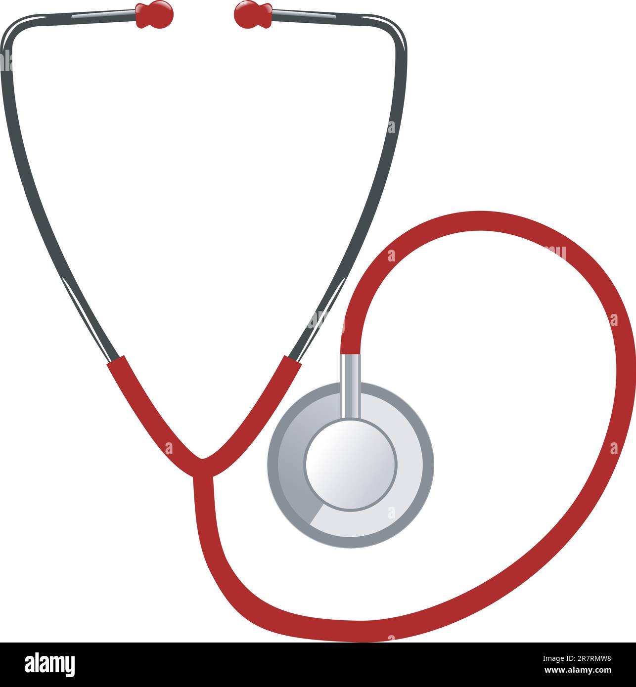 Illustrazione di stetoscopio medico su sfondo bianco Illustrazione Vettoriale