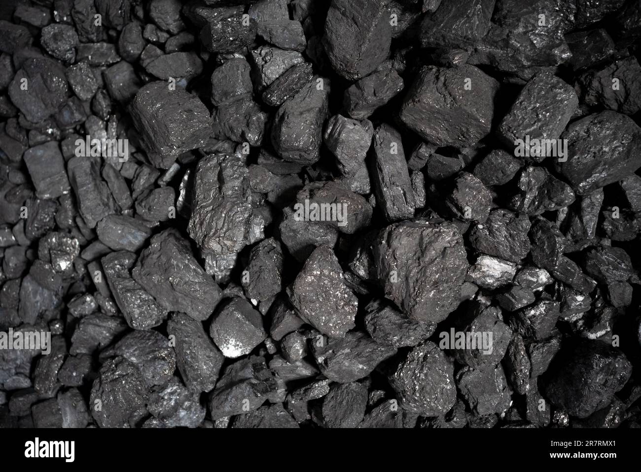 carbone nero pietre minerali, primo piano tappezzeria astratto Foto Stock