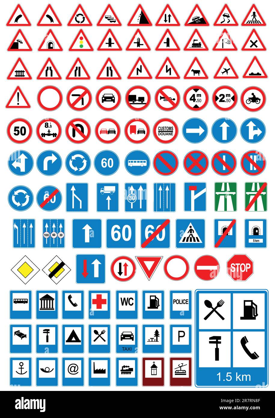 Cartello stradale icone. I cartelli stradali. Illustrazione Vettoriale Illustrazione Vettoriale