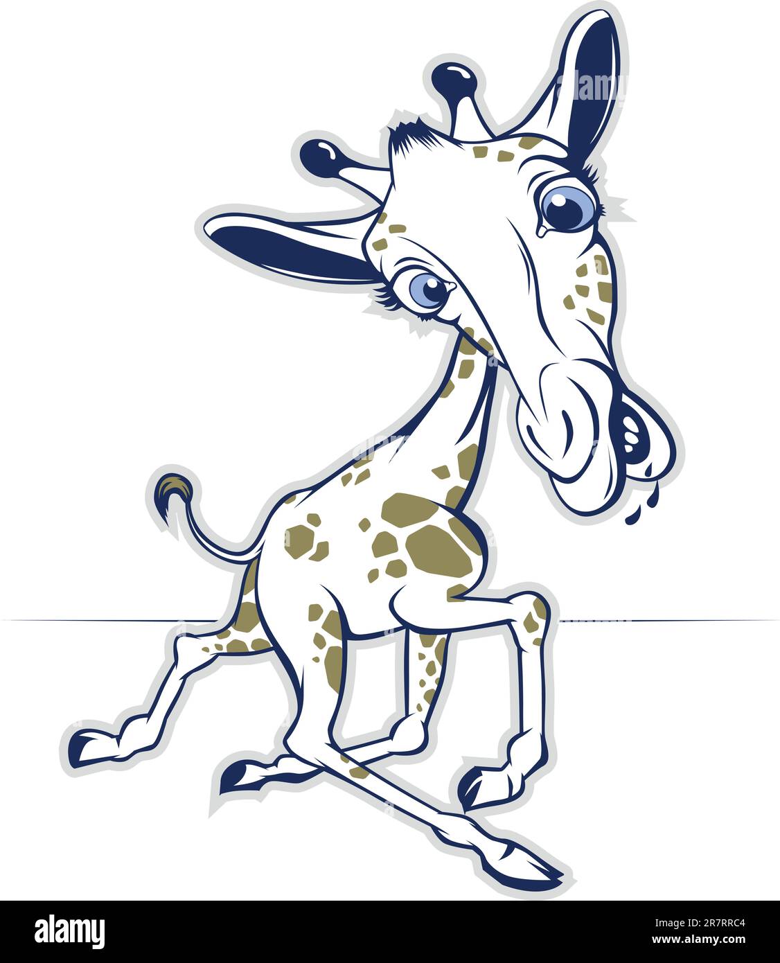 la giraffa sorridente corre in stile cartoni animati vettoriali Illustrazione Vettoriale