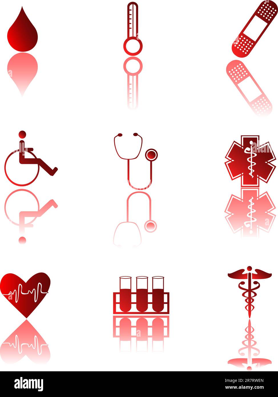 icone mediche rosse Illustrazione Vettoriale