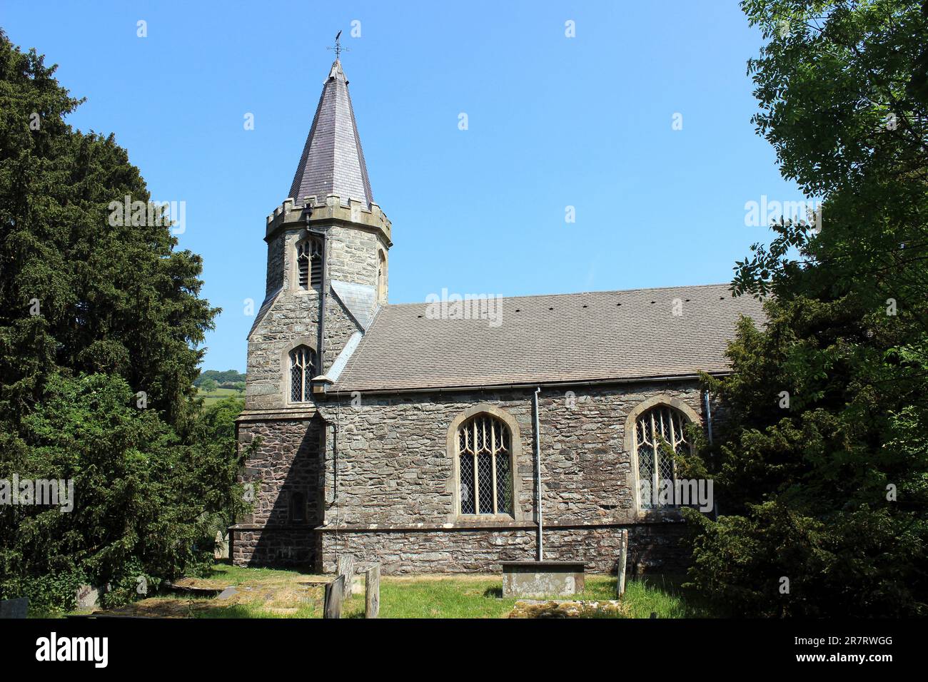 Chiesa di San Garmon, Llanarmon Dyffryn Ceiriog, alta Valle di Ceiriog, Clwyd, Galles, REGNO UNITO Foto Stock