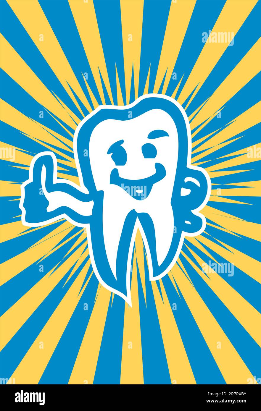 Cartellino del poster dell'ammaccatura felice intatto, dente molare sano Illustrazione Vettoriale