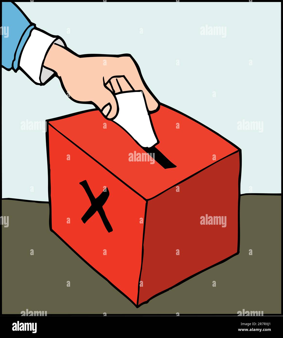 Cartoni animati con voto in una casella elettorale Illustrazione Vettoriale