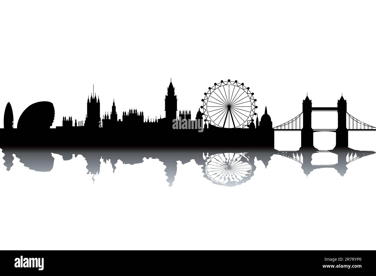 Lo skyline di Londra - bianco e nero illustrazione vettoriale Illustrazione Vettoriale