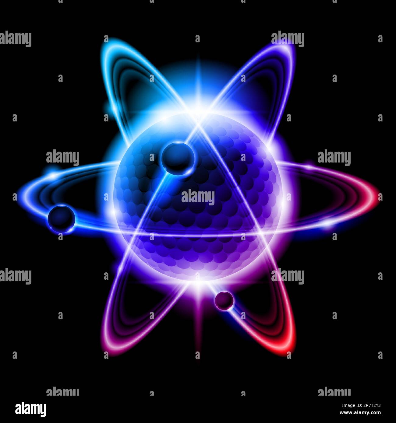 Illustrazione del nucleo centrale sono circondati da una nuvola di carico negativamente gli elettroni. Illustrazione Vettoriale